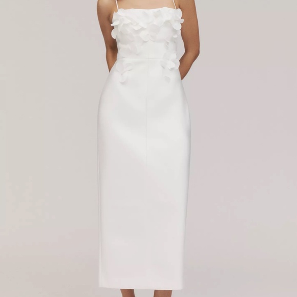 Acler Dresses & Skirts - Acler 'Castleford' 3D Floral Column Midi Dress in Ivory (NWT)
